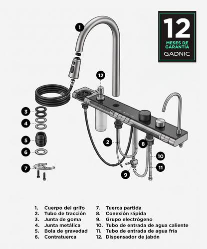 Módulo De Grifería Inteligente Rieti By Gadnic Multifunción Flying Rain Lavavasos Dispenser De Detergente - 6