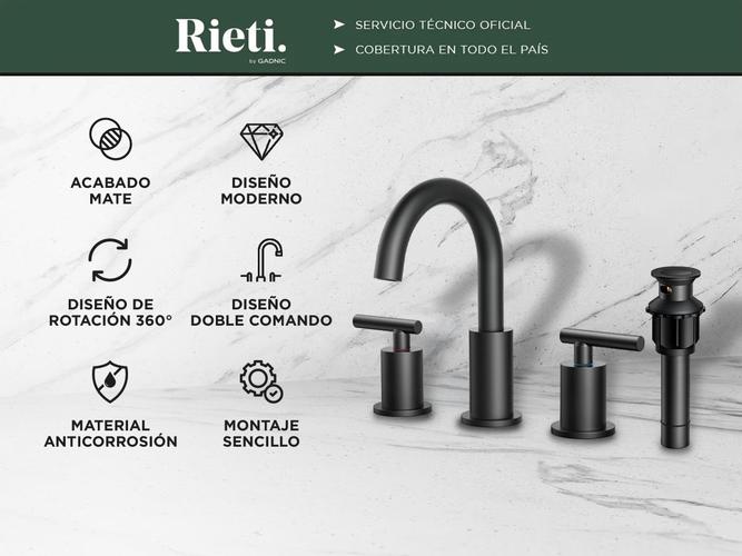 Griferia de Baño y Cocina Rieti Doble Comando Negro Mate  - 1