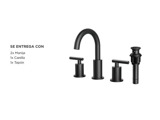 Griferia de Baño y Cocina Rieti Doble Comando Negro Mate  - 5