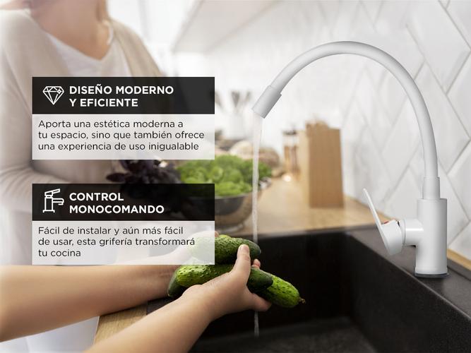 Griferia Monocomando Gadnic Para Cocina Flexible  - 3