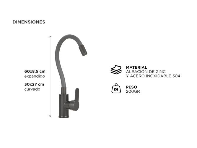 Griferia Monocomando Gadnic Para Cocina Flexible  - 5
