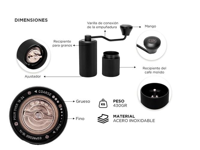 Molinillo de Café Manual Gadnic Profesional Con Regulador de Molida  - 5