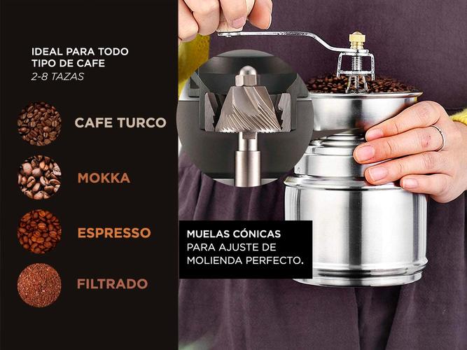 Cafetera Manual Prensa Francesa Cf2020 + Molinillo de Cafe Manual Portátil  - 4