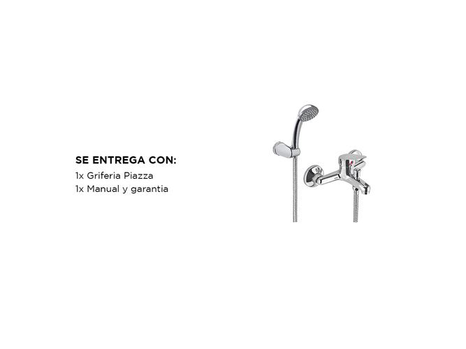 Grifería Piazza Bañera Ducha Domani Monocomando Transferencia Exterior Baño Cromo 10608 - 5