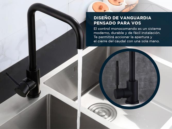 Griferia Grifo de Cocina Piazza Gourmet Monocomando Negro Pico Movil 10303NE - 2