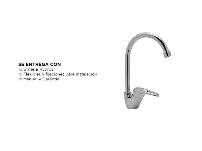 Grifería Cocina Hydros Monocomando Mesada Pico Alto Link Cromo 145411 - 4