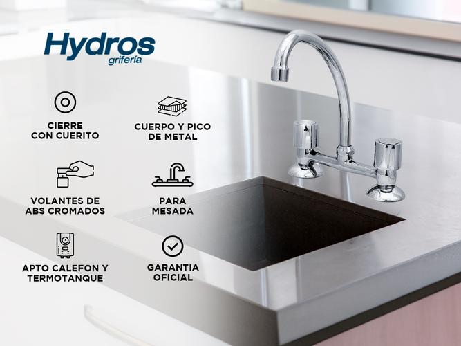 Griferia Hydros Merida Canilla Cocina Mesada Cromada ME3005 - 1