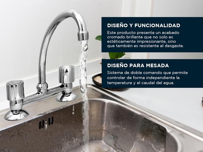 Griferia Hydros Merida Canilla Cocina Mesada Cromada ME3005 - 2