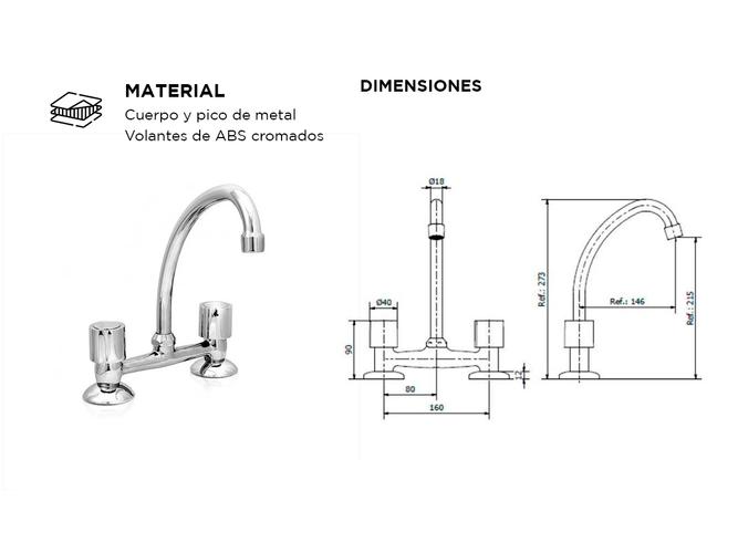 Griferia Hydros Merida Canilla Cocina Mesada Cromada ME3005 - 4