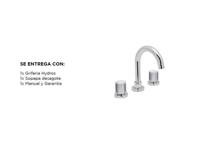 Griferia Hydros Lavatorio Mesada Viva Cromo 2 Llaves Compresion 345211 - 5
