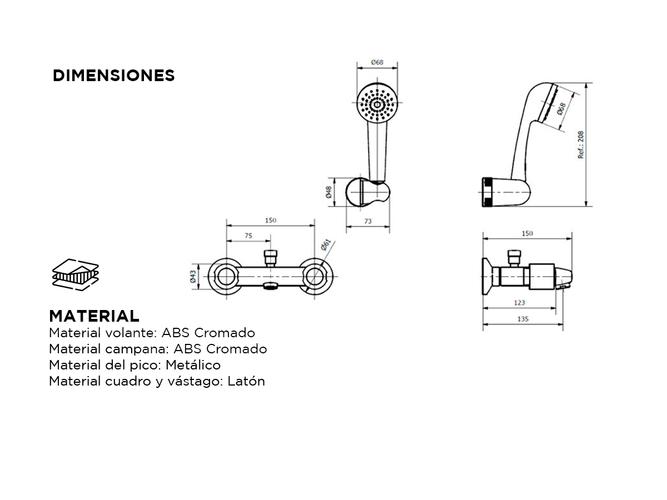 Griferia Ducha Hydros Bañera Exterior Transferencia Viva Cromo Duchador 1705211 - 4