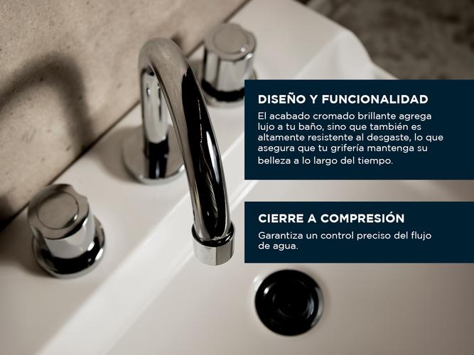 Griferia Lavatorio Hydros Mesada Viva Plus Cierre Compresión Cromo 343911 - 2