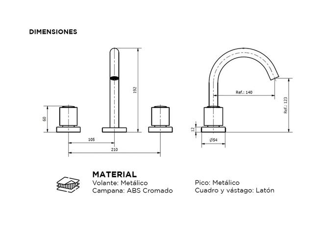 Griferia Lavatorio Hydros Mesada Viva Plus Cierre Compresión Cromo 343911 - 4