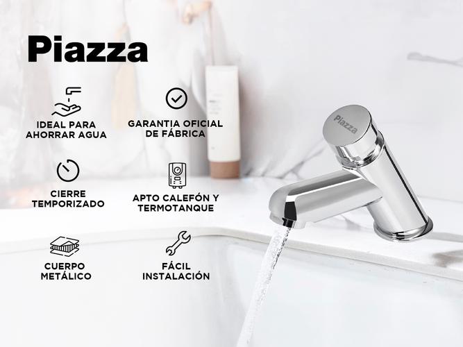 Griferia Piazza Temporizada Lavatorio Mesada Matic Automatico Cromo 43010 - 1