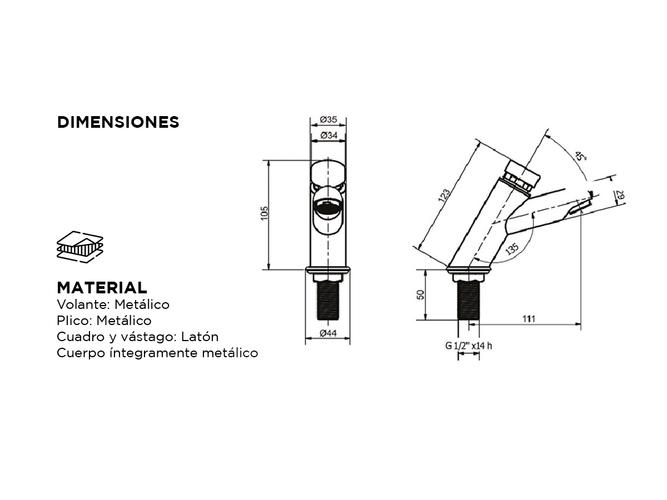Griferia Piazza Temporizada Lavatorio Mesada Matic Automatico Cromo 43010 - 4