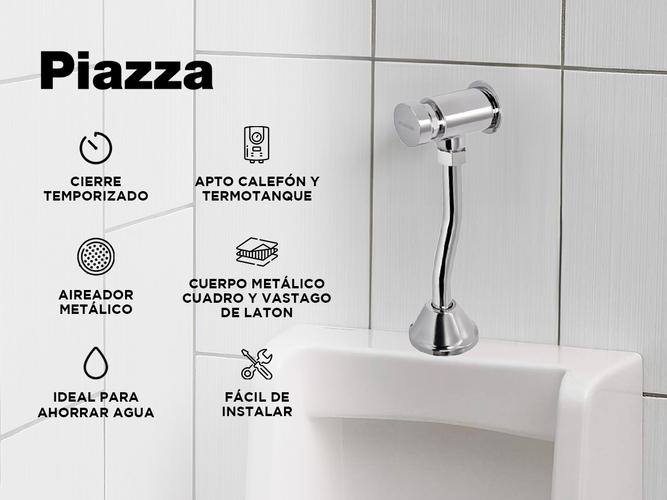Griferia Valvula Descarga Piazza Cadena Temporizada Mingitorio Matic 43031 Cromo - 1