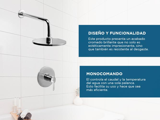 Griferia Ducha Piazza Emblem Flor Monocomando Embutir Ceramico 10007 Cromo - 2