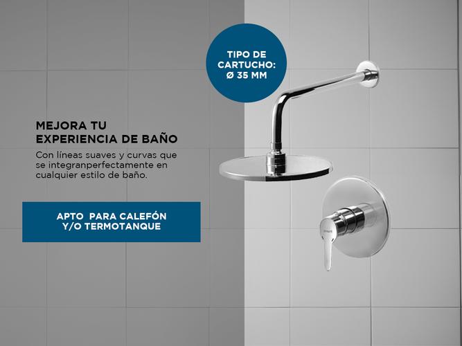 Griferia Ducha Piazza Emblem Flor Monocomando Embutir Ceramico 10007 Cromo - 3