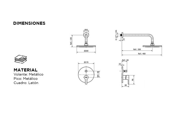 Griferia Ducha Piazza Emblem Flor Monocomando Embutir Ceramico 10007 Cromo - 4