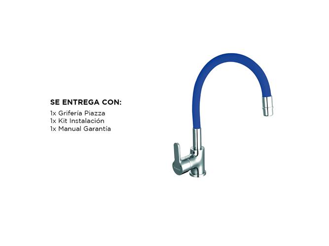Griferia Piazza Cocina Monocomando Gourmet Emblem Azul Flexible  - 5
