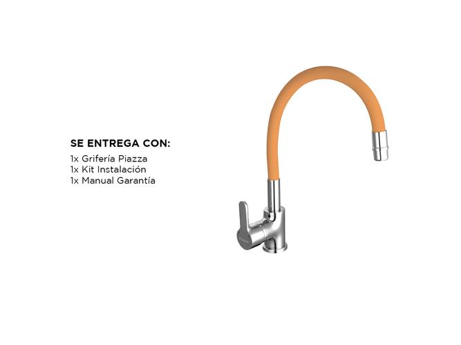 Griferia Piazza Cocina Monocomando Gourmet Emblem Naranja Flexible  - 5