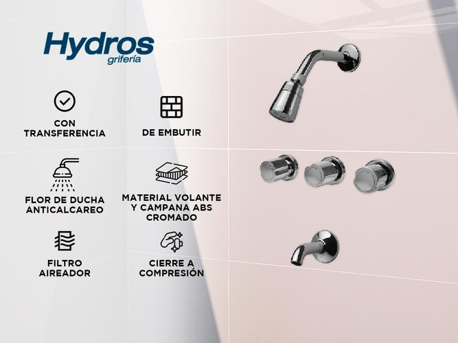 Griferia Hydros Ducha Bañera Embutir Viva Cromo Transferencia 705211 - 1