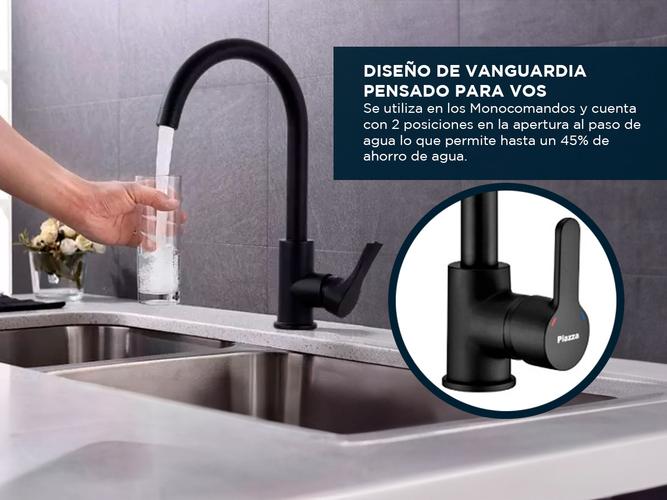 Griferia Piazza Emblem Cocina Monocomando Emblem Negro Flexible 10017NE - 2