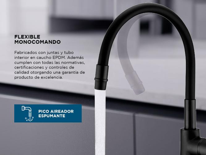 Griferia Piazza Emblem Cocina Monocomando Emblem Negro Flexible 10017NE - 3