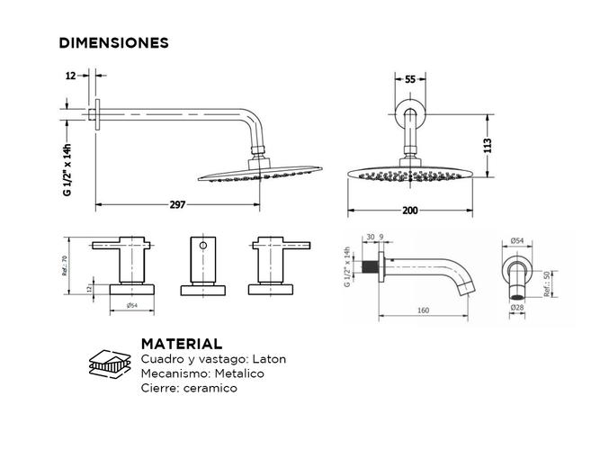 Griferia Hydros Zen Lever Ducha Embutir Transferencia Ceramico Cromo Baño 705111 - 4