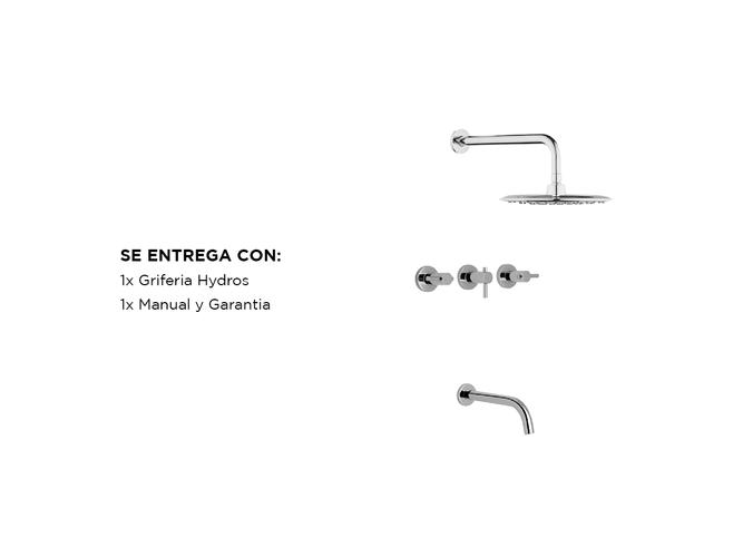 Griferia Hydros Zen Lever Ducha Embutir Transferencia Ceramico Cromo Baño 705111 - 5