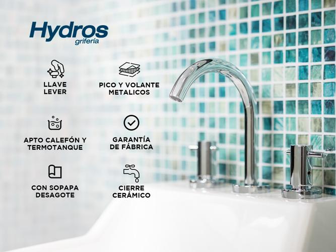 Griferia Hydros Zen Lever Lavatorio Mesada Cierre Cerámico Cromo 315111 - 1