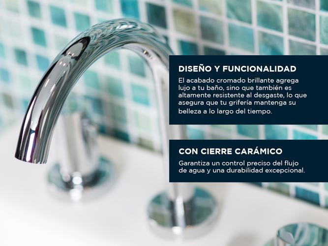 Griferia Hydros Zen Lever Lavatorio Mesada Cierre Cerámico Cromo 315111 - 3