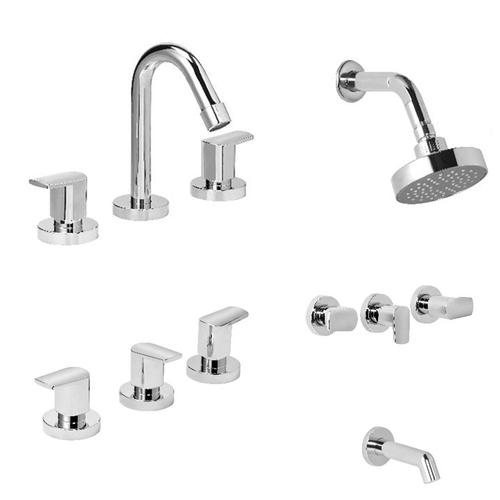 Combo Griferia Baño Hydros Viva Nova Set Kit Lavatorio Bidet Ducha Cierre Cerámico Cromo - 0