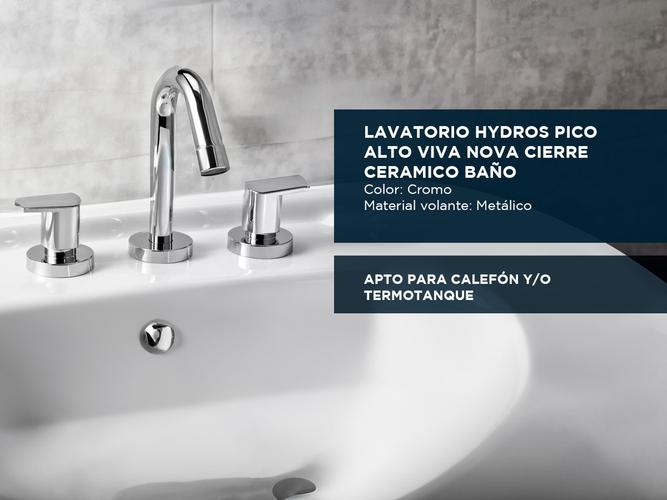 Combo Griferia Baño Hydros Viva Nova Set Kit Lavatorio Bidet Ducha Cierre Cerámico Cromo - 2