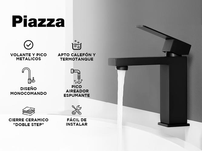 Griferia Piazza Lavatorio Mesada Monocomando Baño Arq Negro - 1
