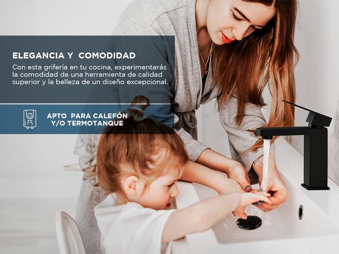 Griferia Piazza Lavatorio Mesada Monocomando Baño Arq Negro - 2