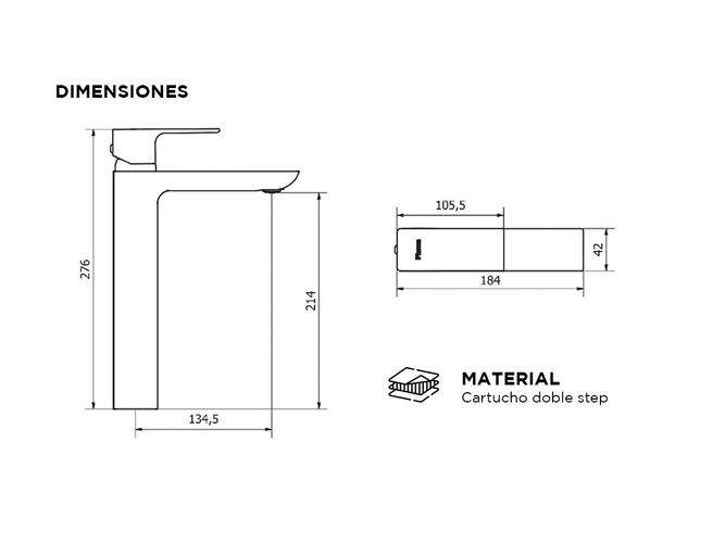 Griferia Piazza Lavatorio Mesada Alto Monocomando Baño Alto Arq Negro Outlet - 4