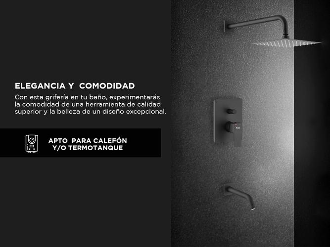 Griferia Piazza Ducha Monocomando De embutir Arq Negro Transferencia - 2