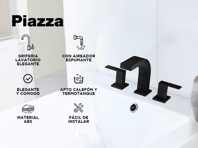 Griferia Lavatorio Piazza Level Negro Baño 21201NE - 1
