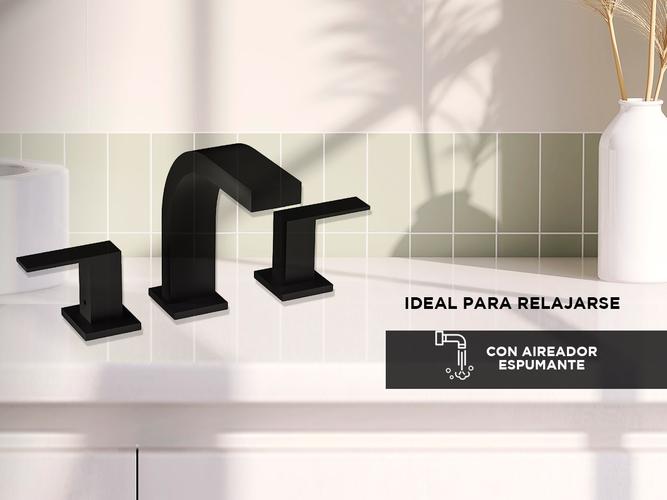Griferia Lavatorio Piazza Level Negro Baño 21201NE - 3