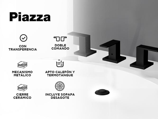 Griferia Piazza LeverNegro Bidet Transferencia Cierre Ceramico Baño - 1