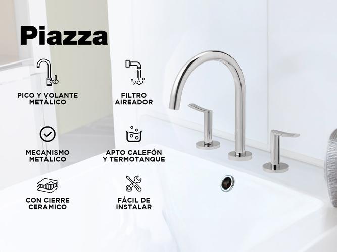 Grifería Lavatorio Piazza Mesada Mind Cierre Cerámico Baño - 1