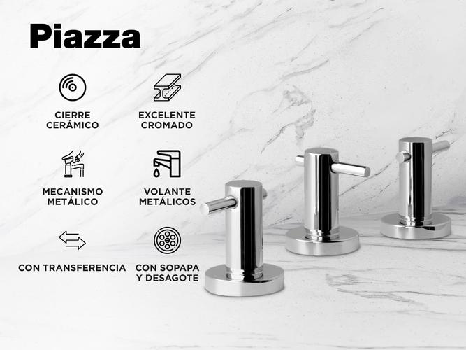 Griferia Bidet Piazza Vectra Cierre Ceramico Baño Cromo 22704 - 1