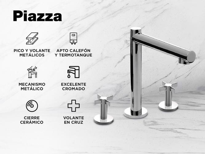Griferia Baño Piazza Guilty Cruz Ceramico Lavatorio Mesada 22401 - 1