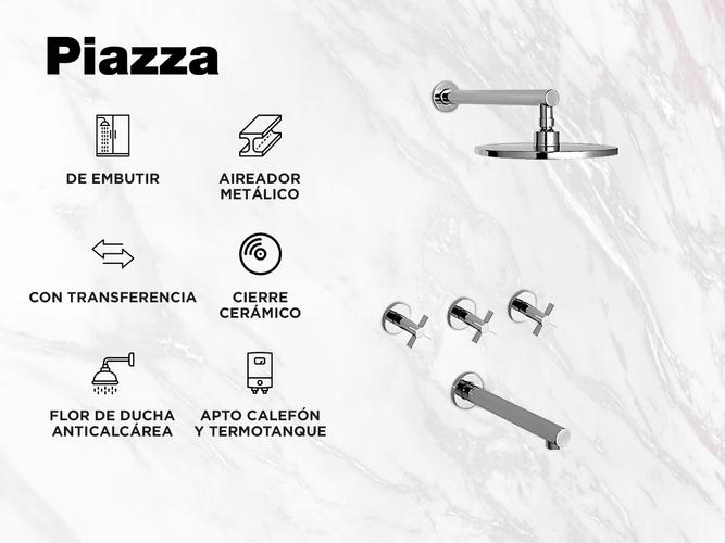 Griferia Ducha Piazza Guilty Cruz Embutir Transferencia Ceramico 22406 - 1