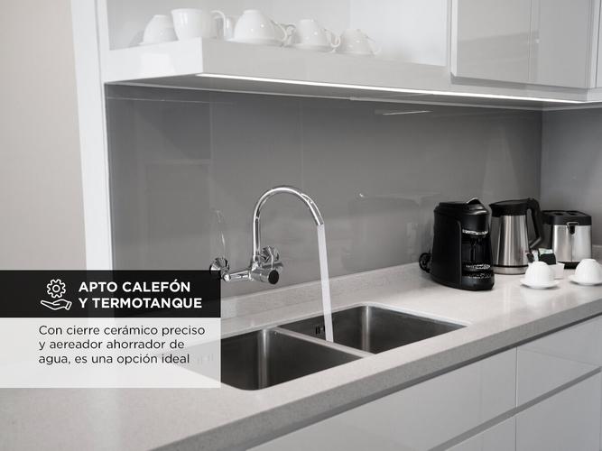 Griferia Cocina Piazza Emblem Monocomando Pared Canilla 10013 - 2