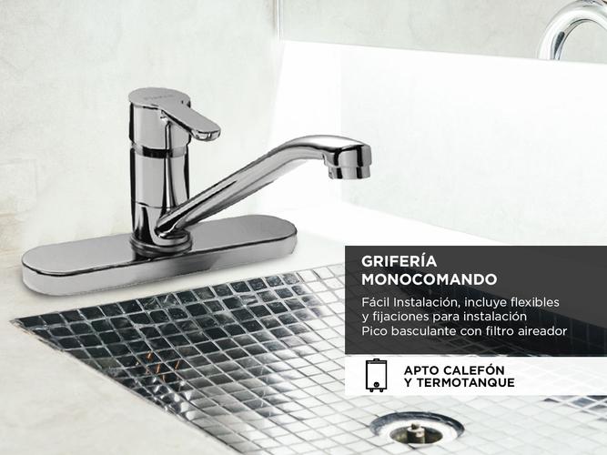 Griferia Cocina Piazza Emblem Monocomando Base Cromado 10015 - 3