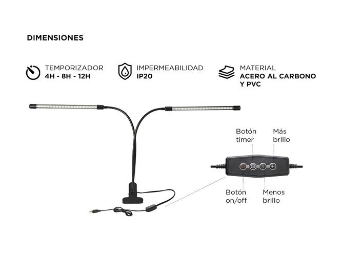 Luz Led Cultivo Indoor Gadnic GROW3 Espectro Completo Rojo y Blanco - 5