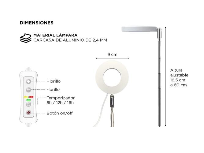 Aro de Luz de Cultivo Gadnic GROW4 Indoor Temporizador Automático - 5