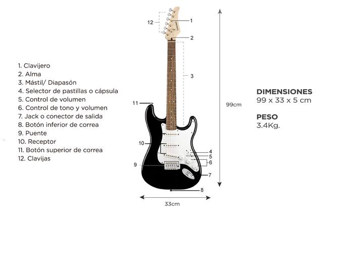 Guitarra eléctrica Gadnic Strato  Amplificador Usado - 4